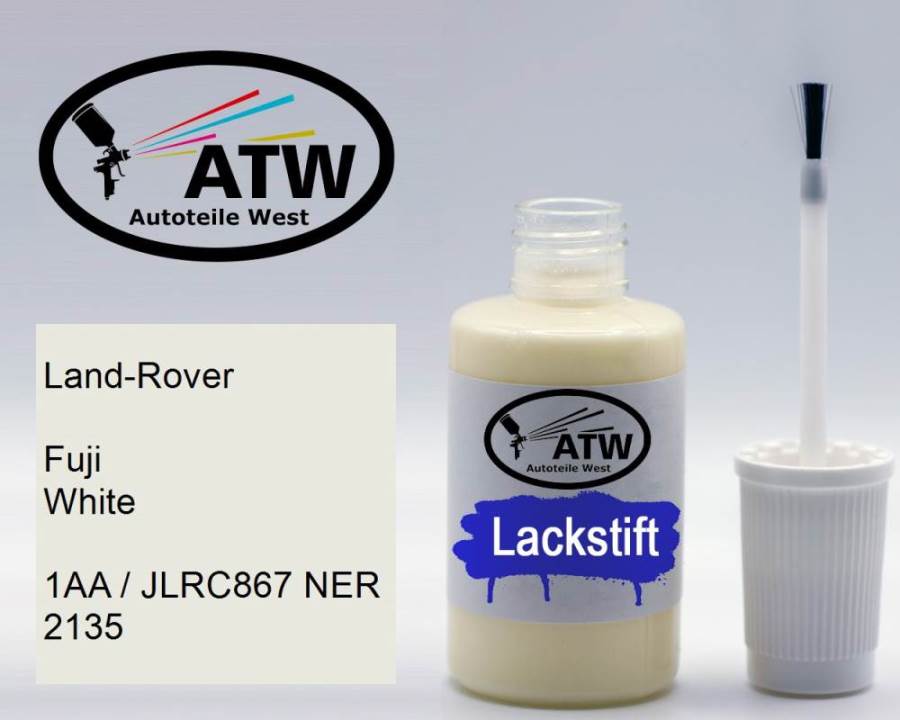 Land-Rover, Fuji White, 1AA / JLRC867 NER 2135: 20ml Lackstift, von ATW Autoteile West.